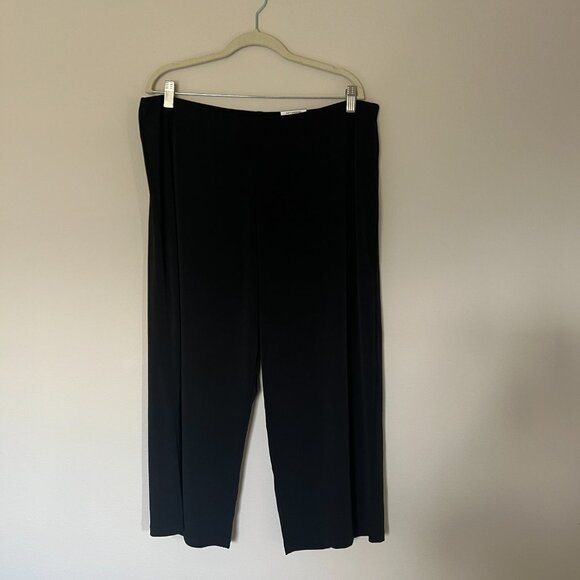 JM Collection Wide Leg Comfort Waistband Knit Pull On Culottes Pants - Black XXL - Picture 1 of 9
